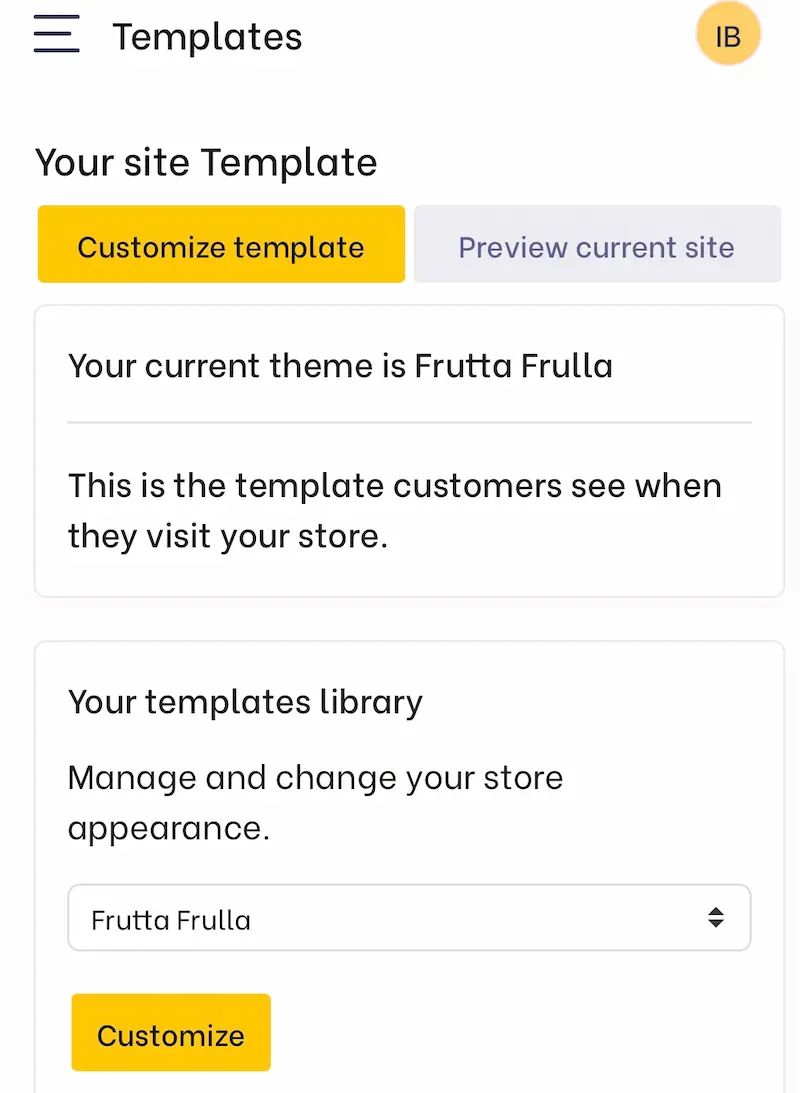 Template selection page on BareConnect for different industries