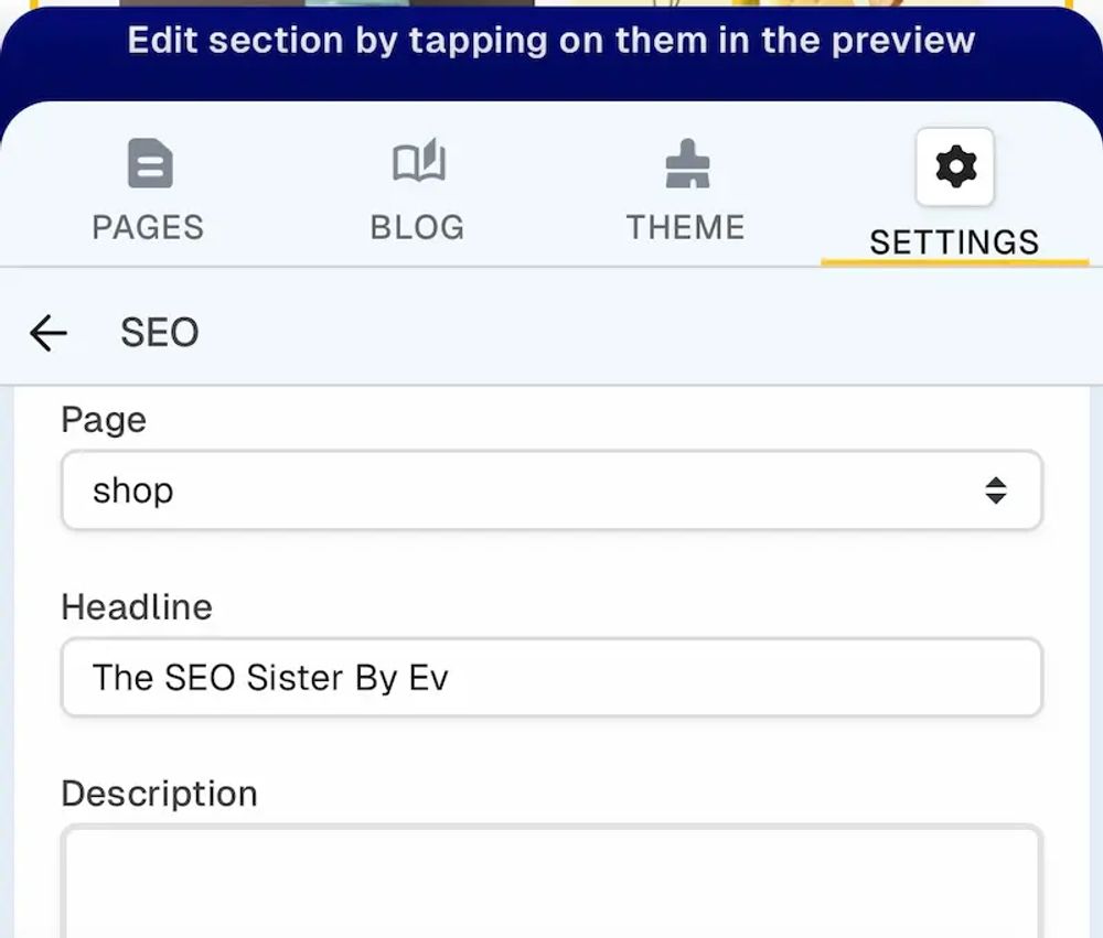 SEO settings page on Bare Connect for better search rankings